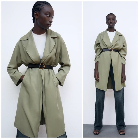 Zara Flowy Open Trench Cardigan Coat Sz Sm - Picture 4 of 4